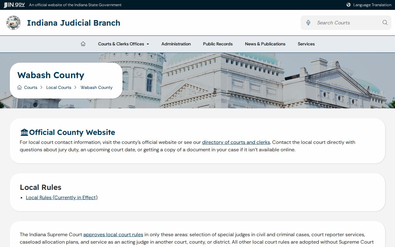 Wabash County active warrants judicial district page