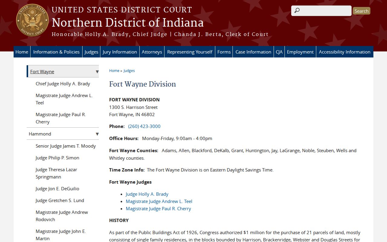 Federal court page distinguished from Wabash County bench warrants