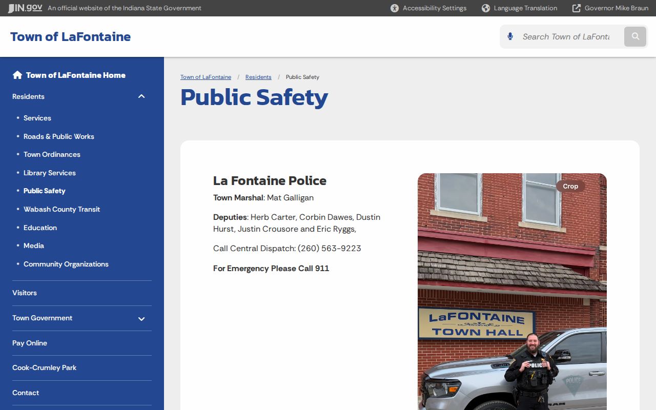 LaFontaine public safety routing for Wabash County arrest warrants