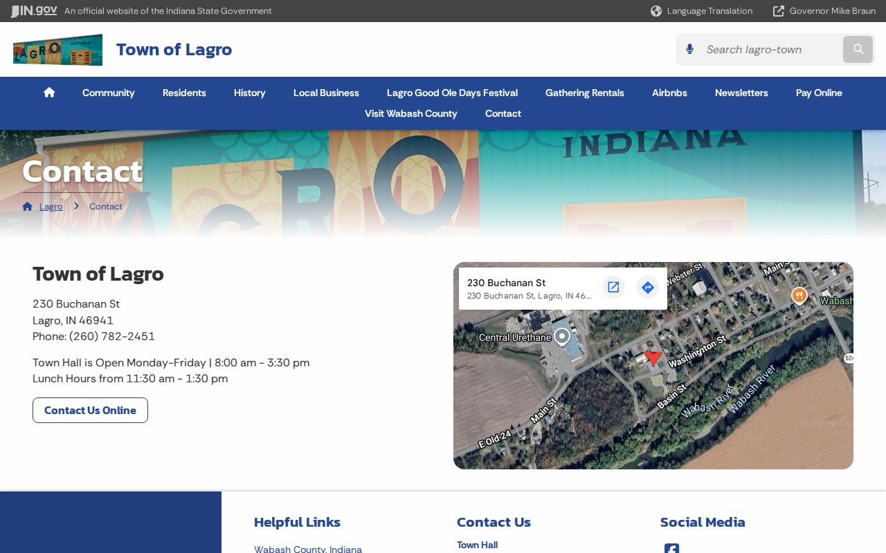 Lagro contact for Wabash County traffic warrant routing