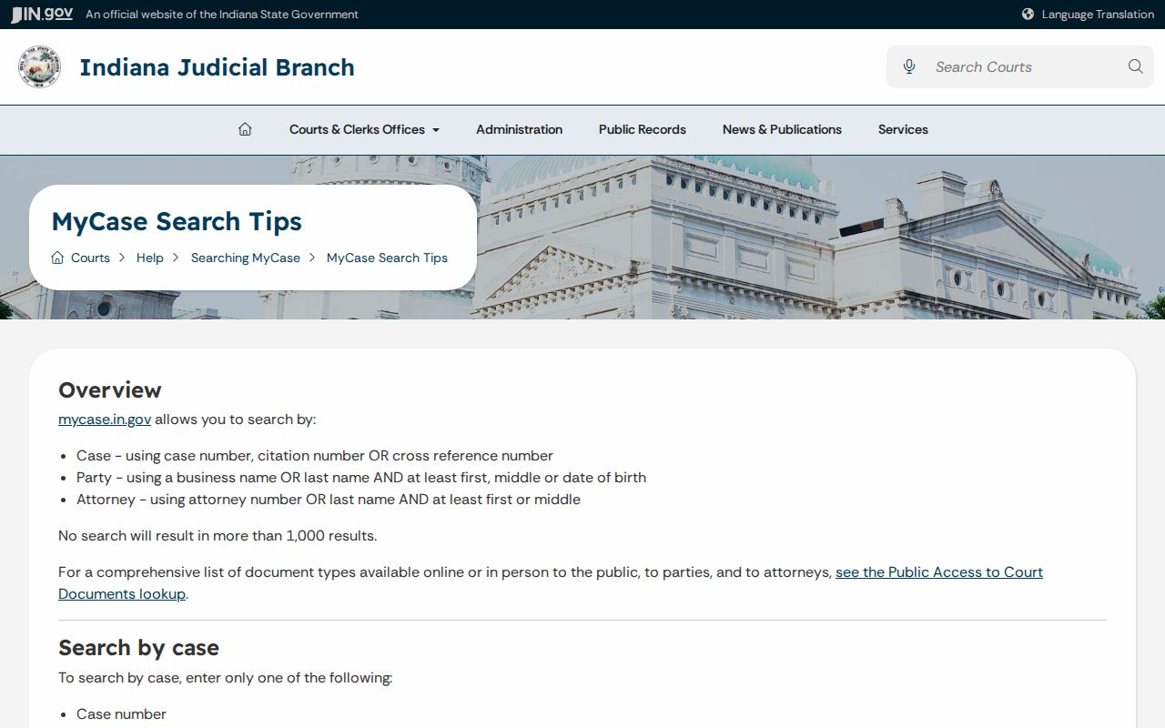 Wabash County warrant records search method instructions in MyCase